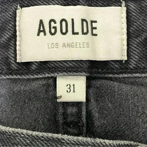 AGOLDE Parker Black  distressed shorts 32 Intentional distressing button fly - Picture 4 of 6